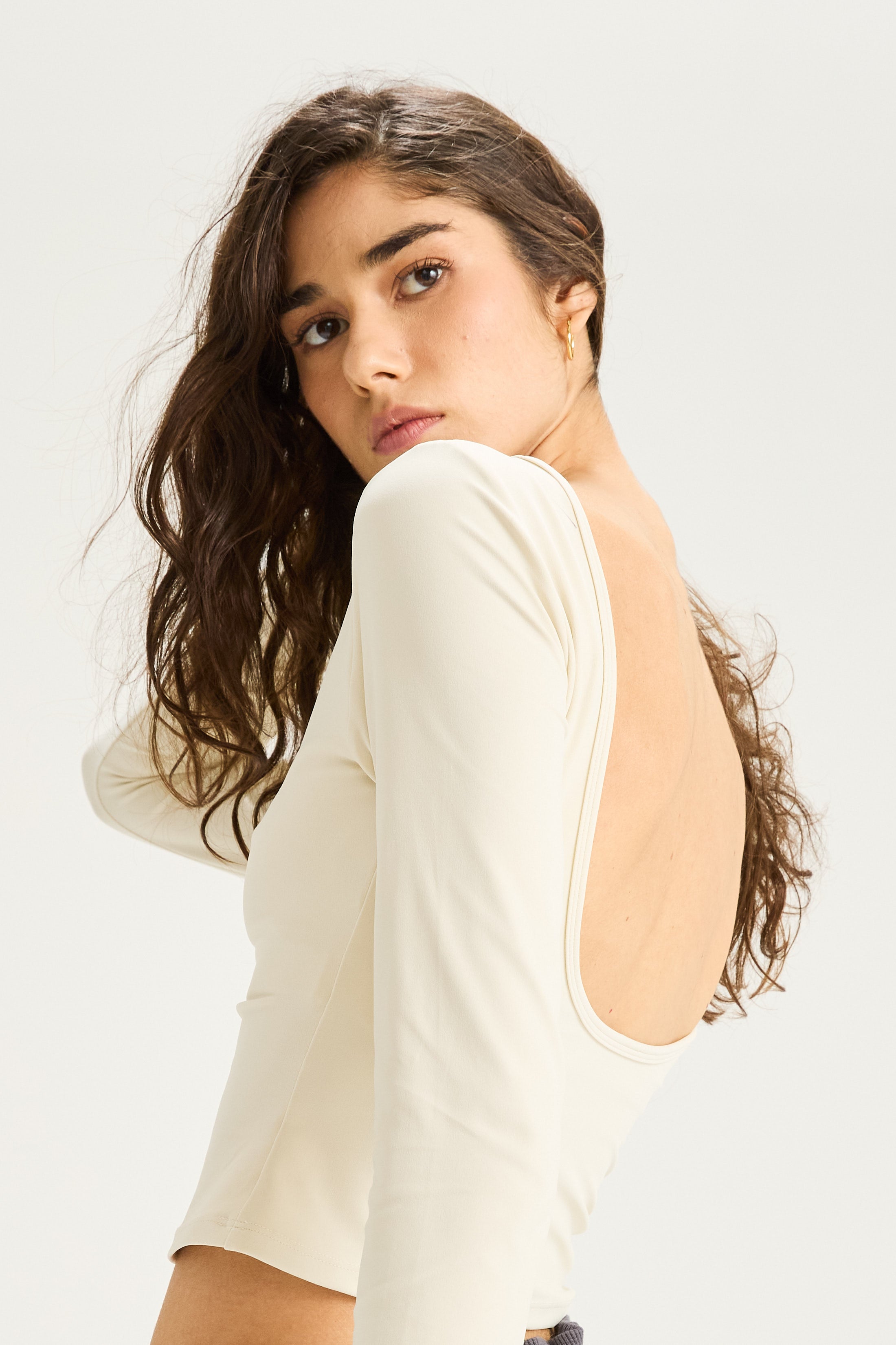 Top Manga Larga Backless - PureSkin® - Blanco