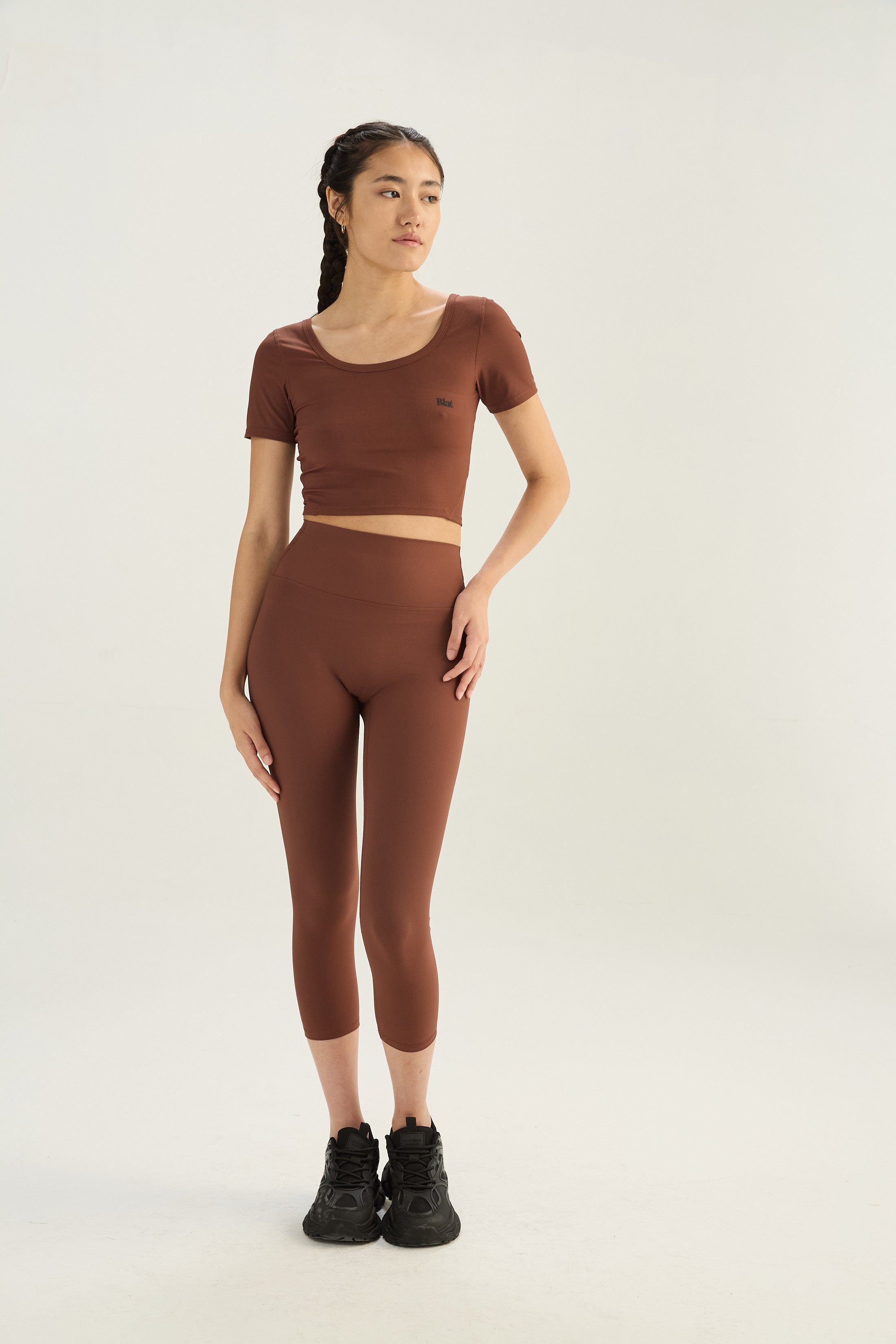 Top Manga Corta Sway - SleekRib® - Chocolate