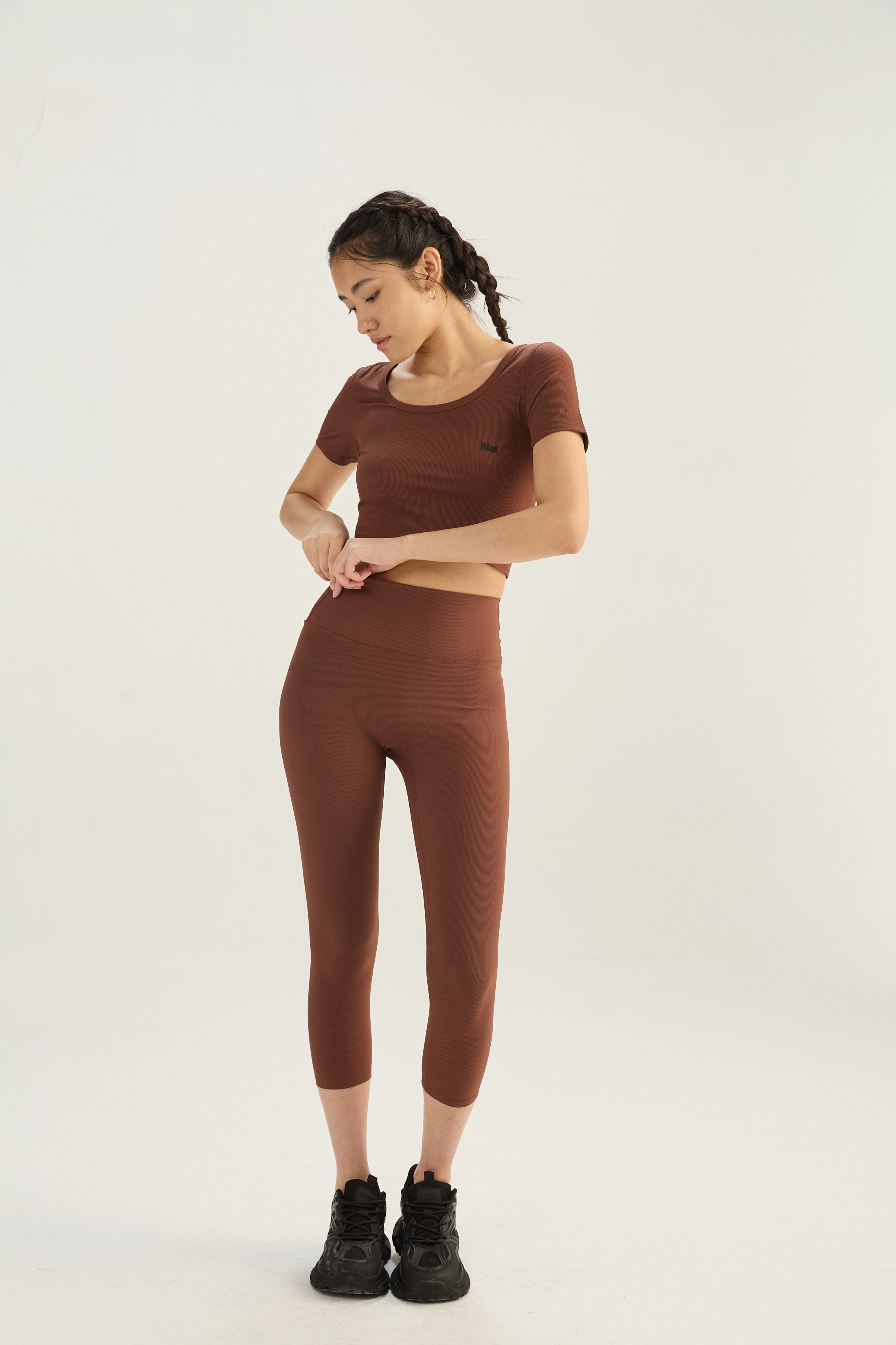 Top Manga Corta Sway - SleekRib® - Chocolate