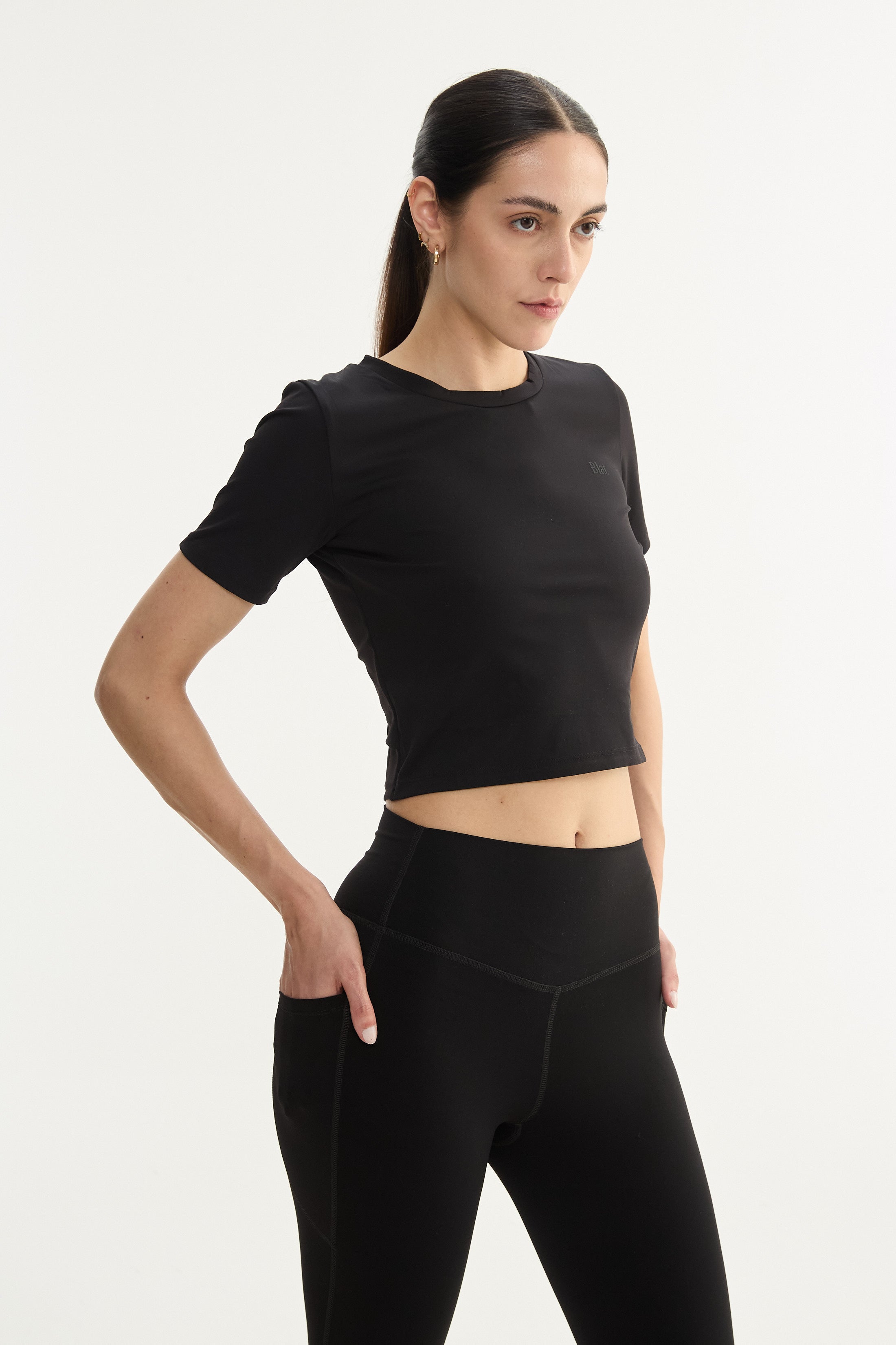 Top Manga Corta Shine - PureSkin® - Negro