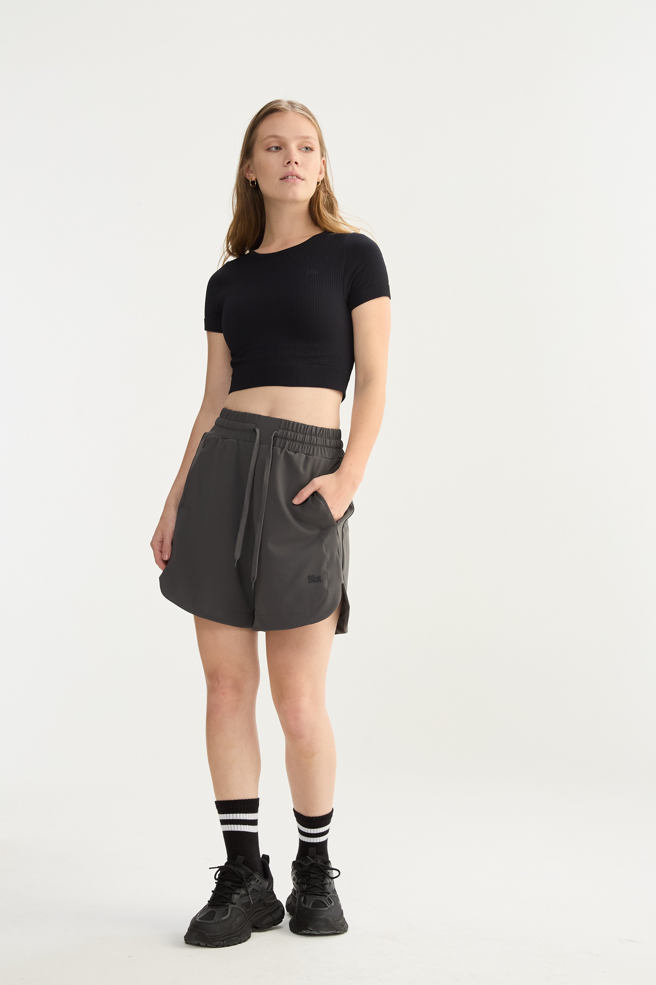 Top Manga Corta Veil - SleekRib® - Negro