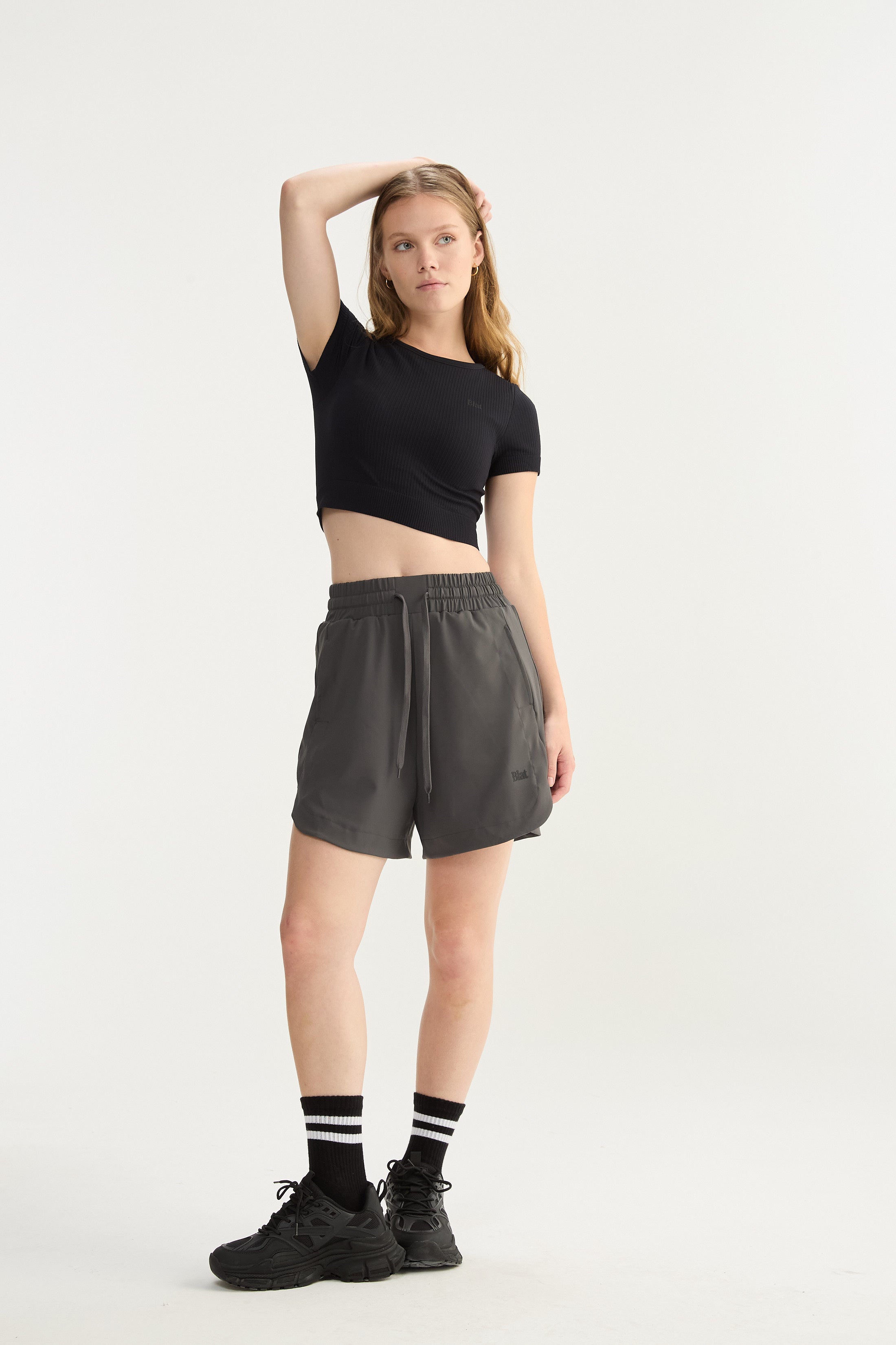 Top Manga Corta Veil - SleekRib® - Negro