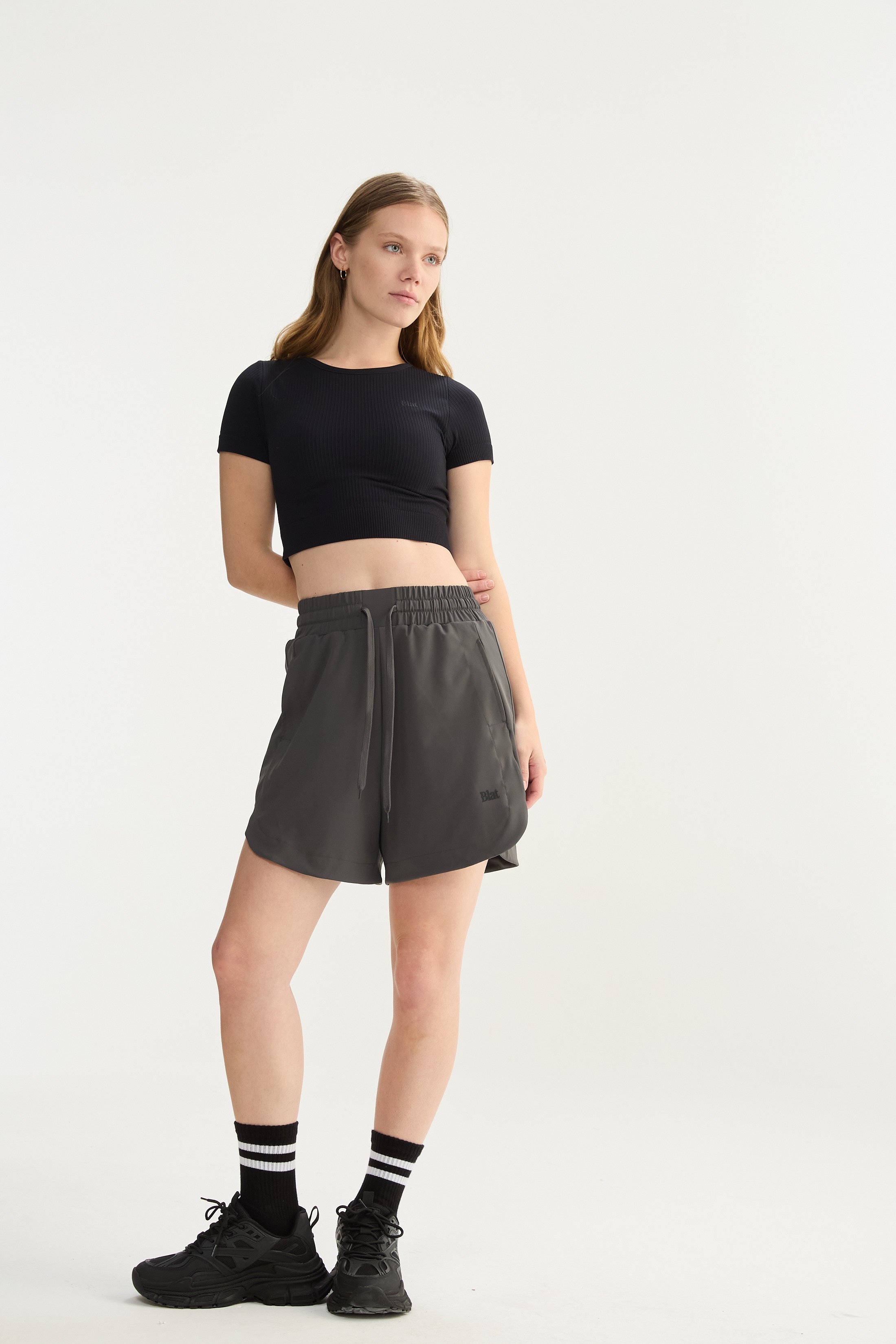 Top Manga Corta Veil - SleekRib® - Negro