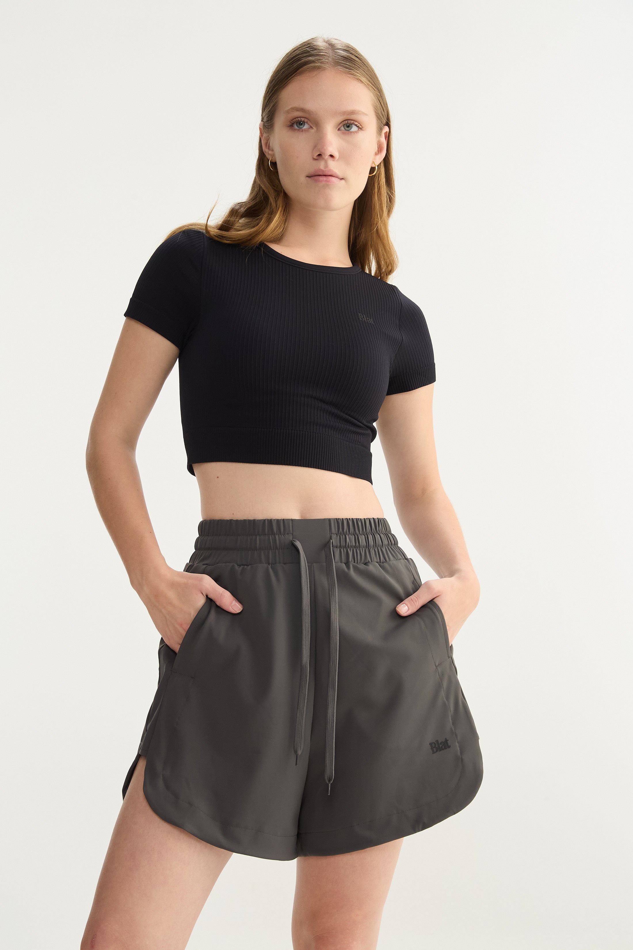 Top Manga Corta Veil - SleekRib® - Negro