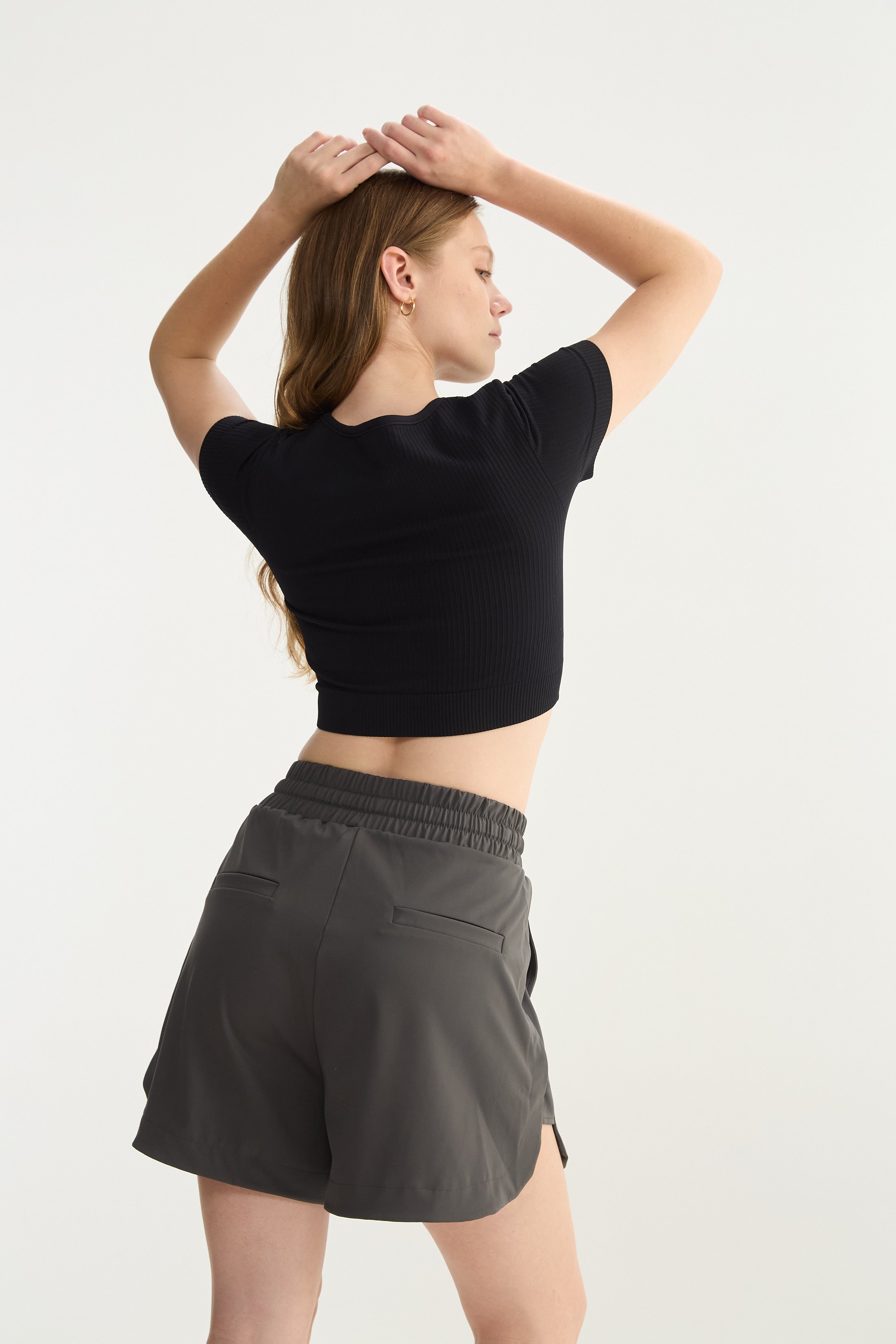 Top Manga Corta Veil - SleekRib® - Negro