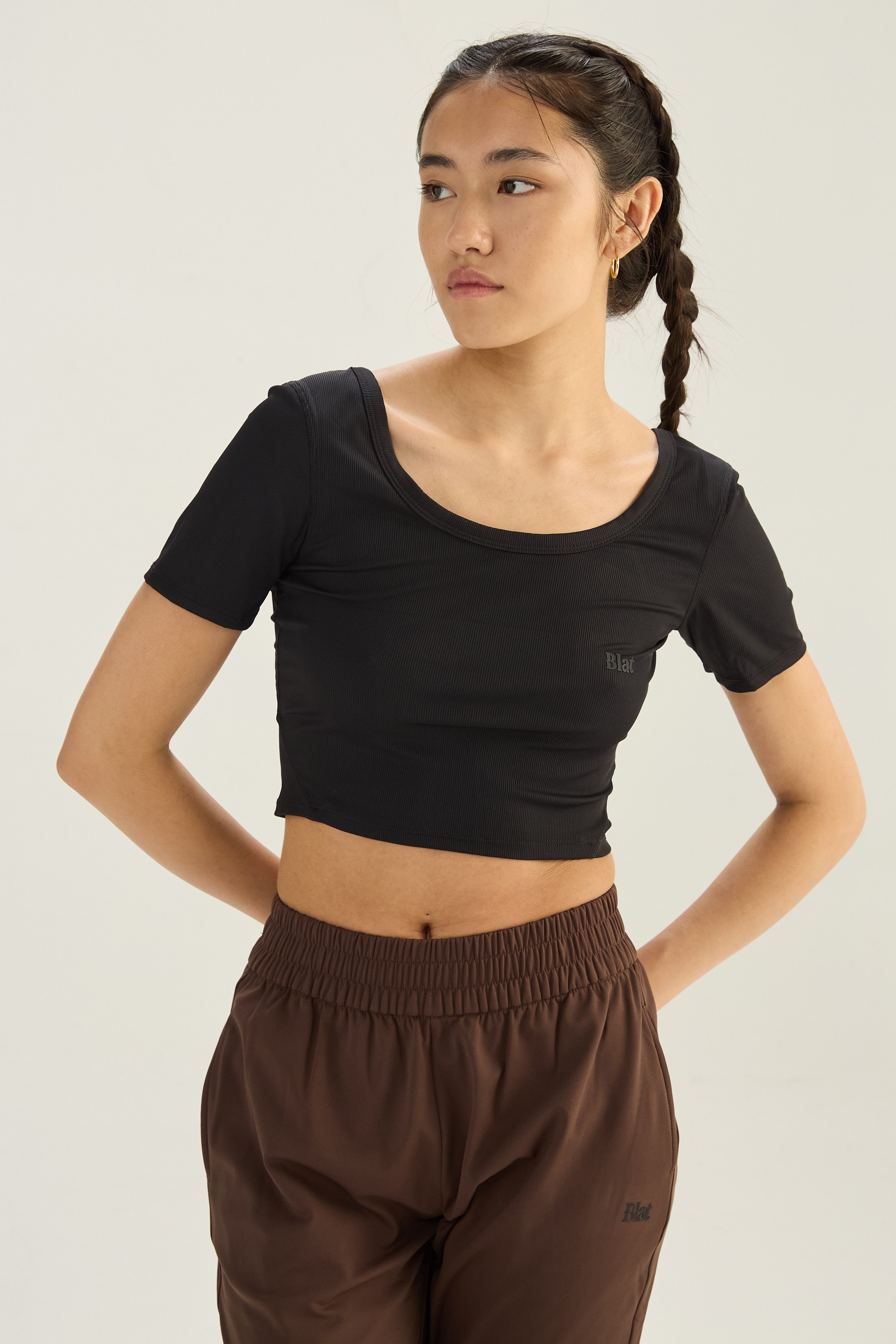 Top Manga Corta Sway - SleekRib® - Negro