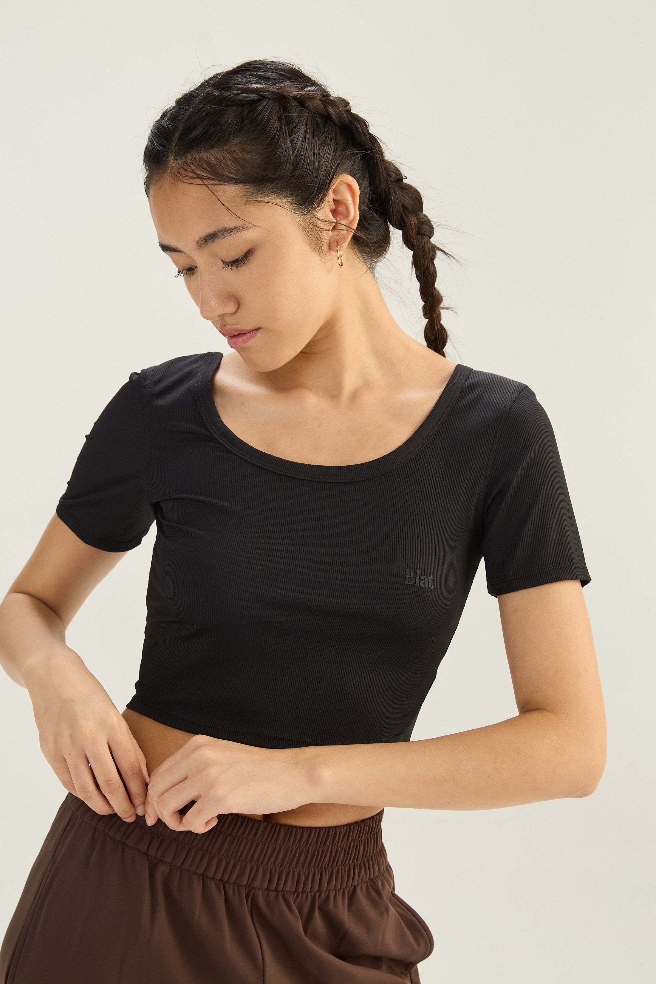 Top Manga Corta Sway - SleekRib® - Negro