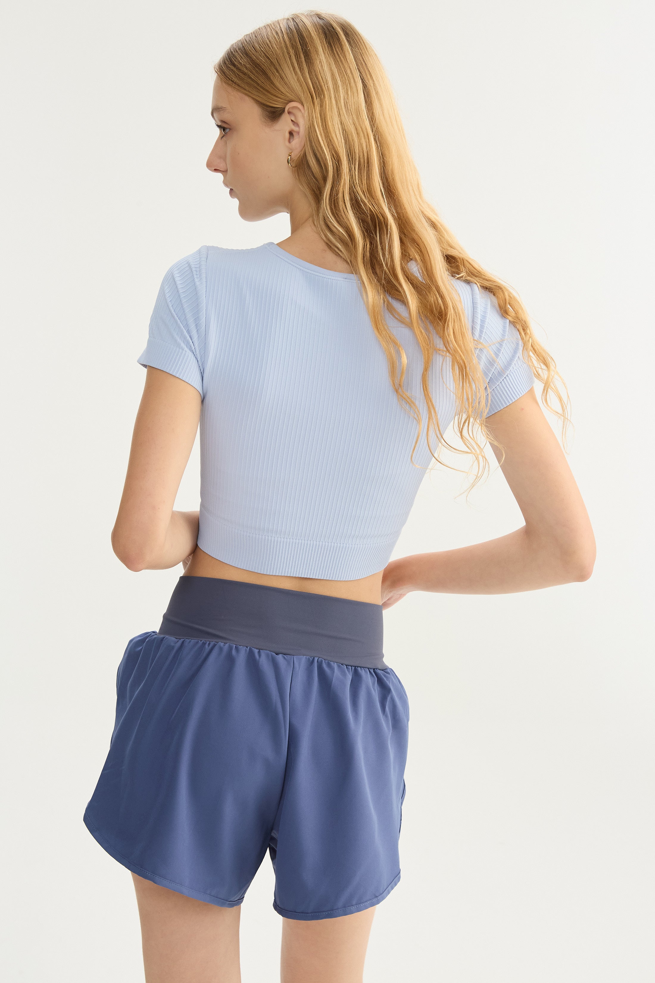 Top Manga Corta Veil - SleekRib® - Celeste
