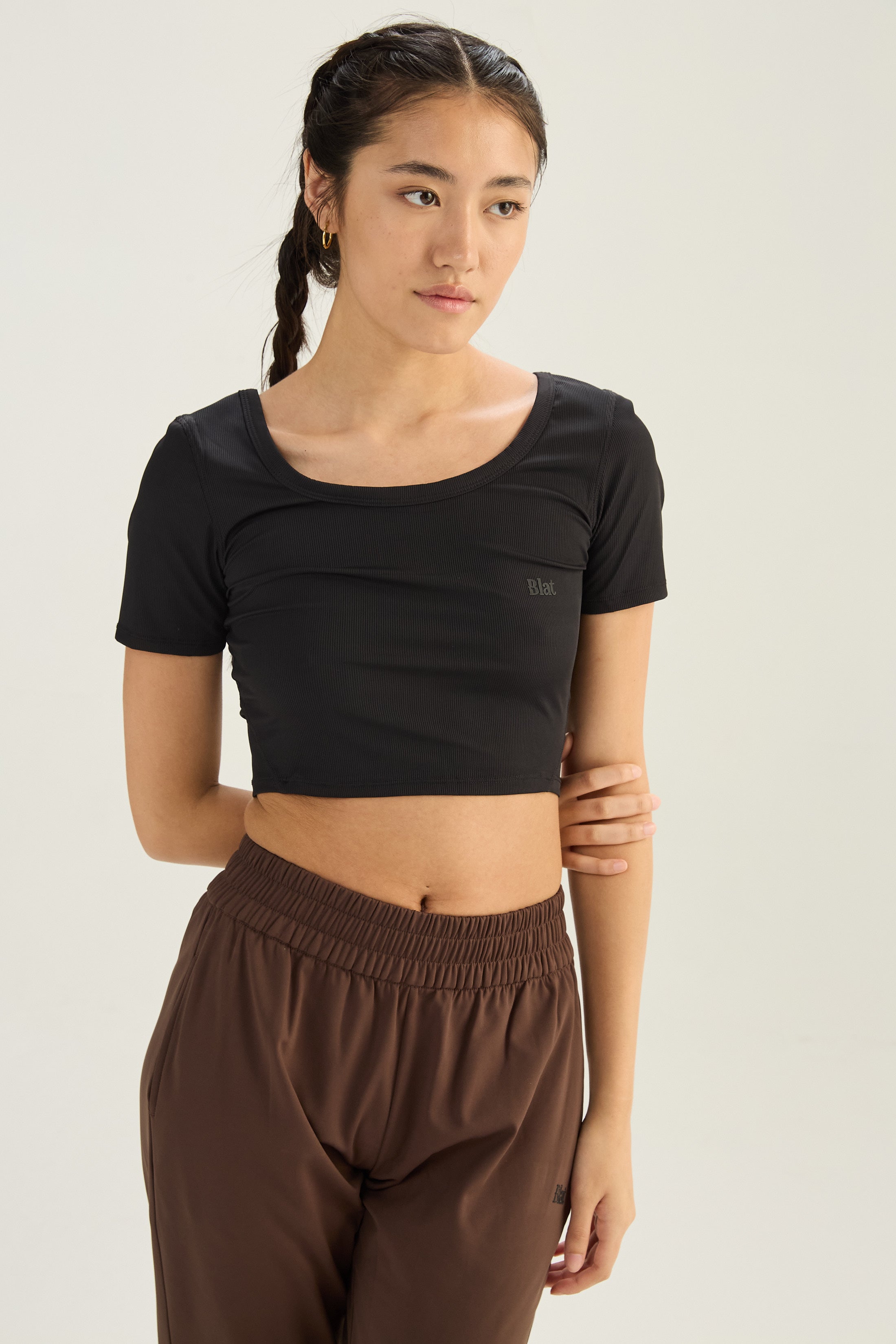 Top Manga Corta Sway - SleekRib® - Negro