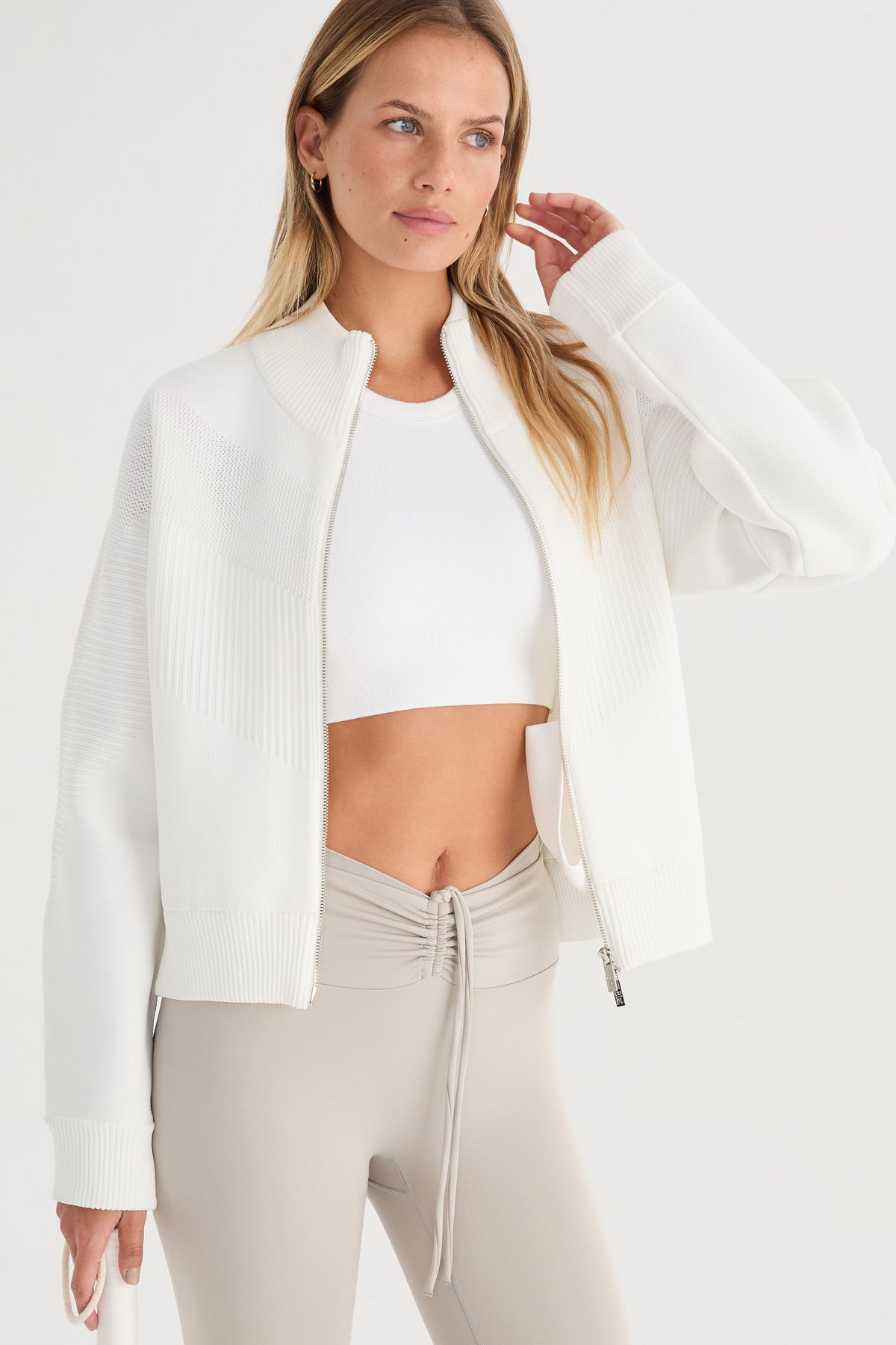 Buzo Con Cierre Lyren - Knitwear® - Blanco