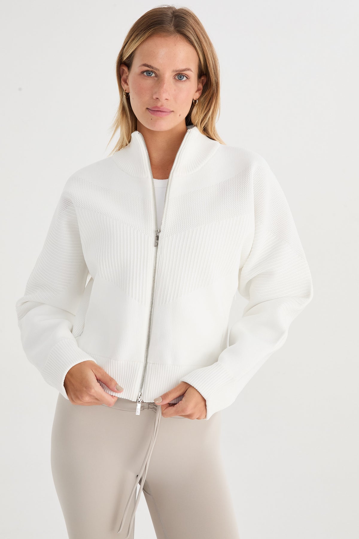 Buzo Con Cierre Lyren - Knitwear® - Blanco